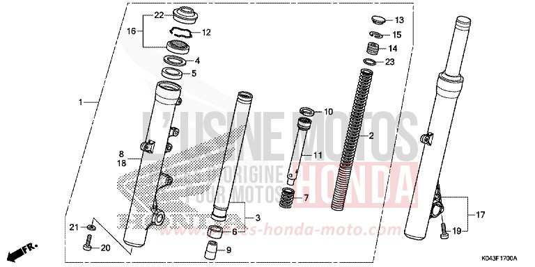 FOURCHETTE AVANT de Forza 300 PEARL HIMALAYAS WHITE (NHA87) 2013